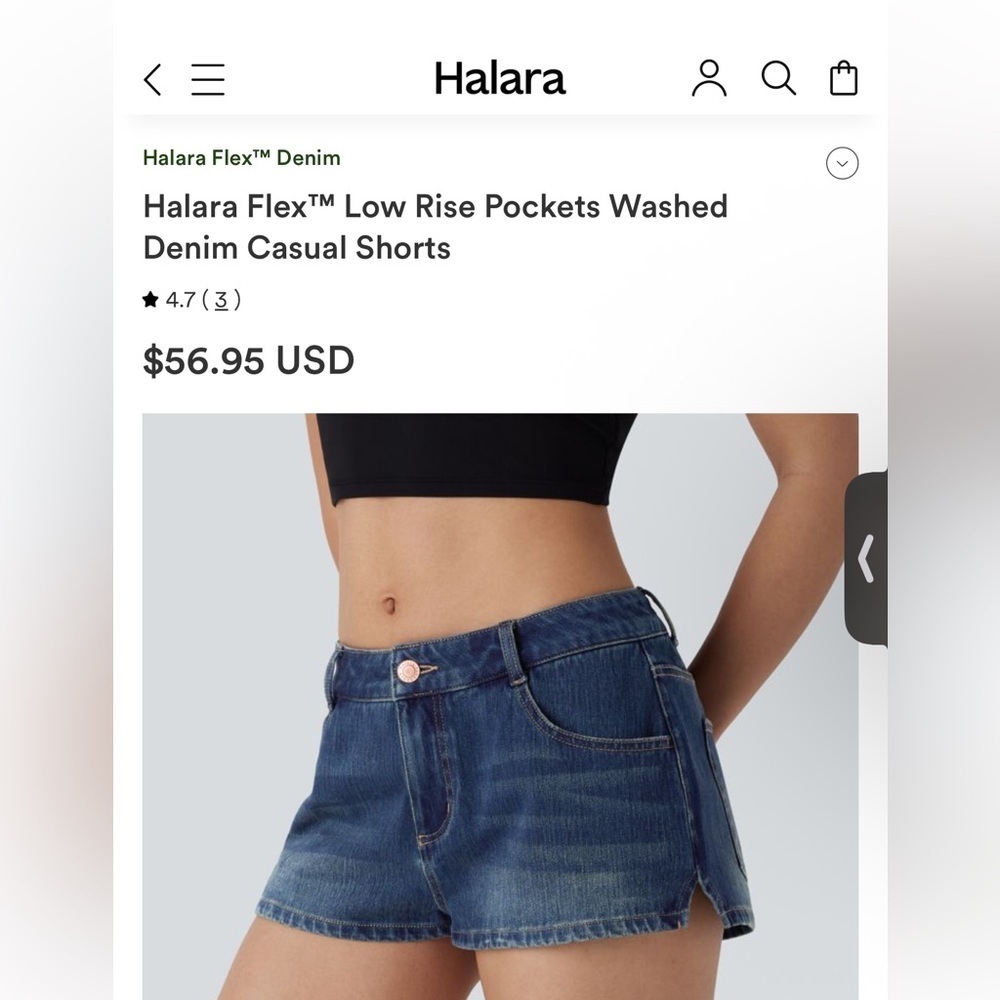 NEW HALARA Medium Flex Low Rise Washed Blue Denim Shorts MSRP $56.95